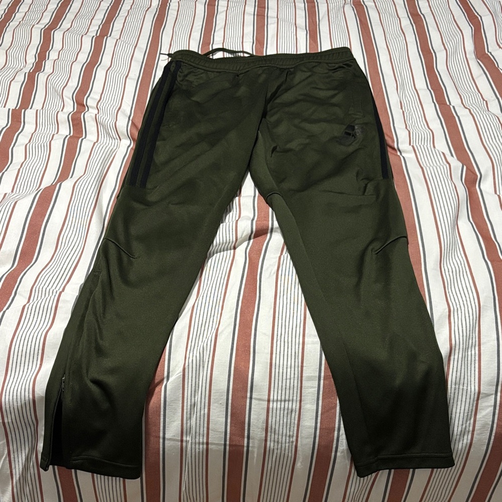 adidas Dark Green Joggers with Black Stripes